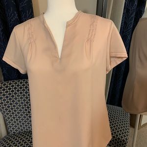 ANN TAYLOR PLEATED BEIGE BLOUSE - SMALL